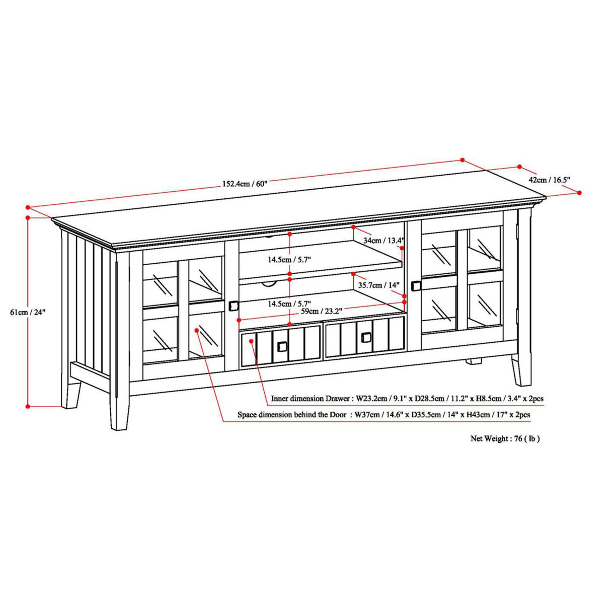 Lark Manor Solid Wood TV Stand for TVs up to 65" & Reviews